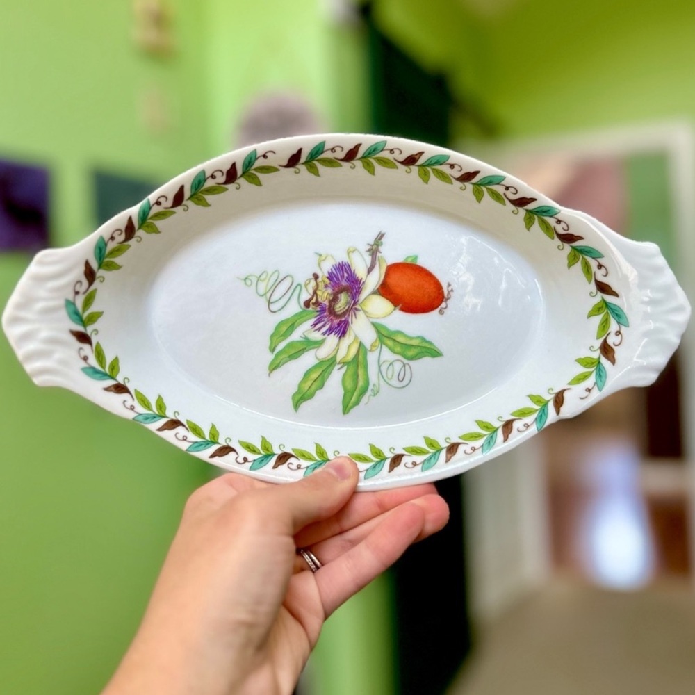 VTG Dainty Floral Oval Serving Dish Cordon Bleu Kitchen Dinnerware Porcelain